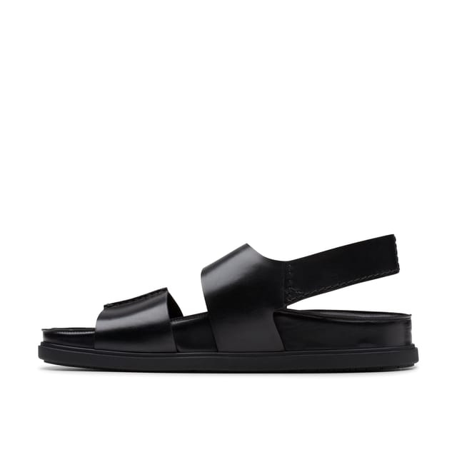 Clarks Clarks Men's Torford Strap Black Leather Flat Sandals - 2