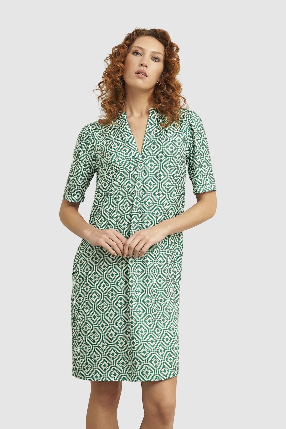 Hobbs London Hobbs London Women's Lucille Geometric Print Dress in Green