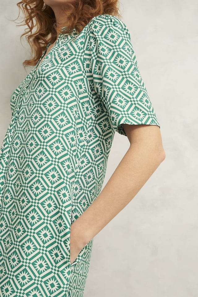 Hobbs London Hobbs London Women's Lucille Geometric Print Dress in Green - 3