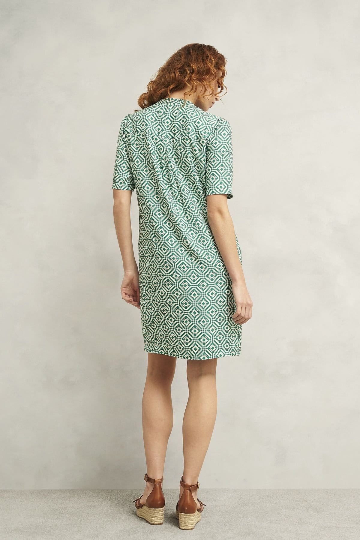 Hobbs London Hobbs London Women's Lucille Geometric Print Dress in Green - 4