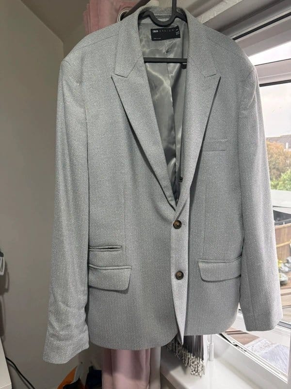 ASOS Design Silver Polyester Blazer Jacket