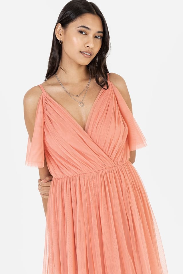 Anaya with Love Anaya with Love Women's Tulle Cami Maxi Dress in Coral - 2