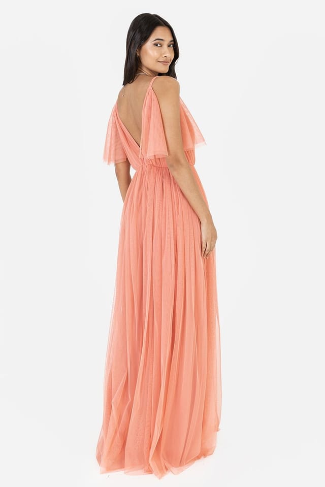 Anaya with Love Anaya with Love Women's Tulle Cami Maxi Dress in Coral - 3