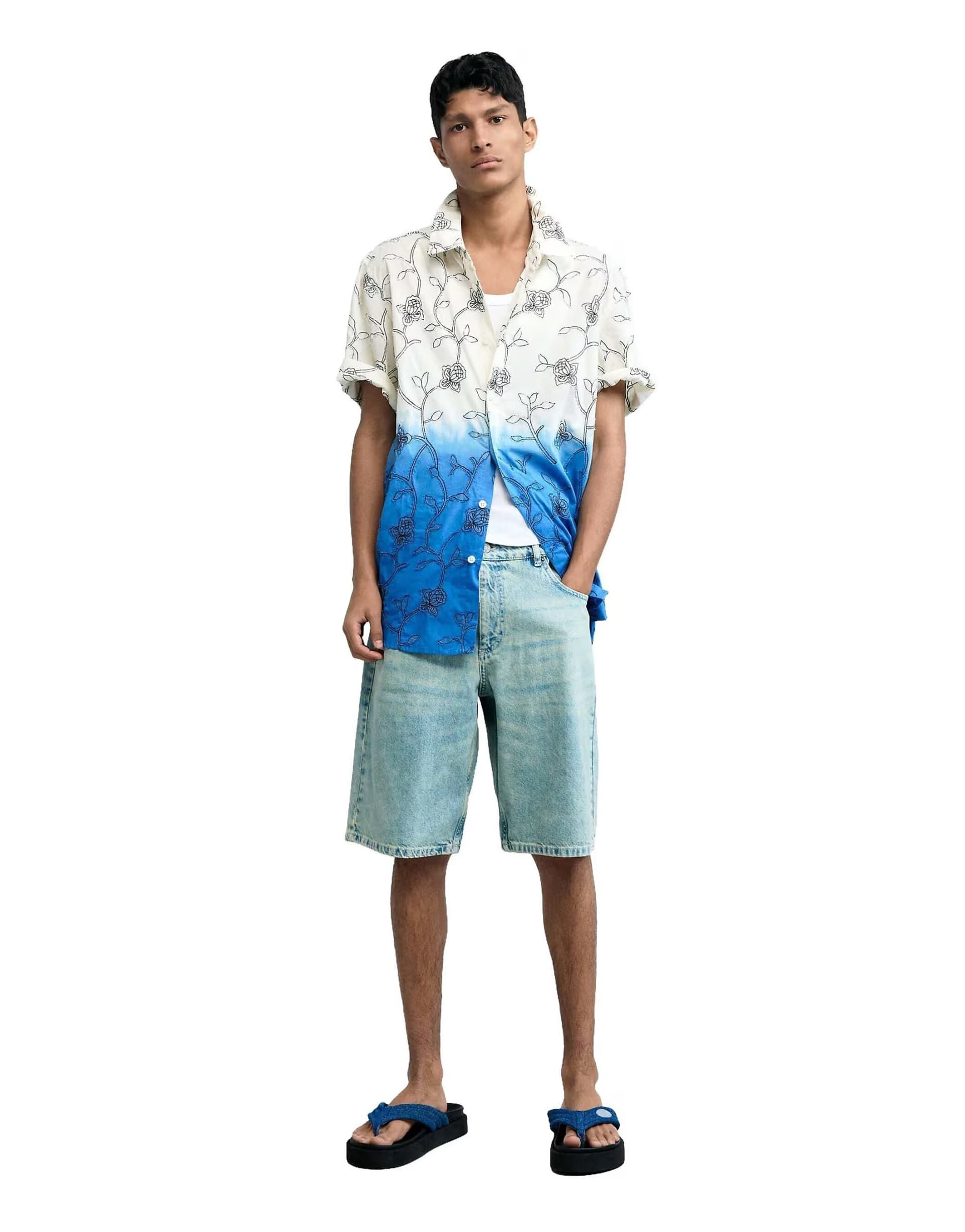 ASOS Desigual Embroidered ombré shirt in white