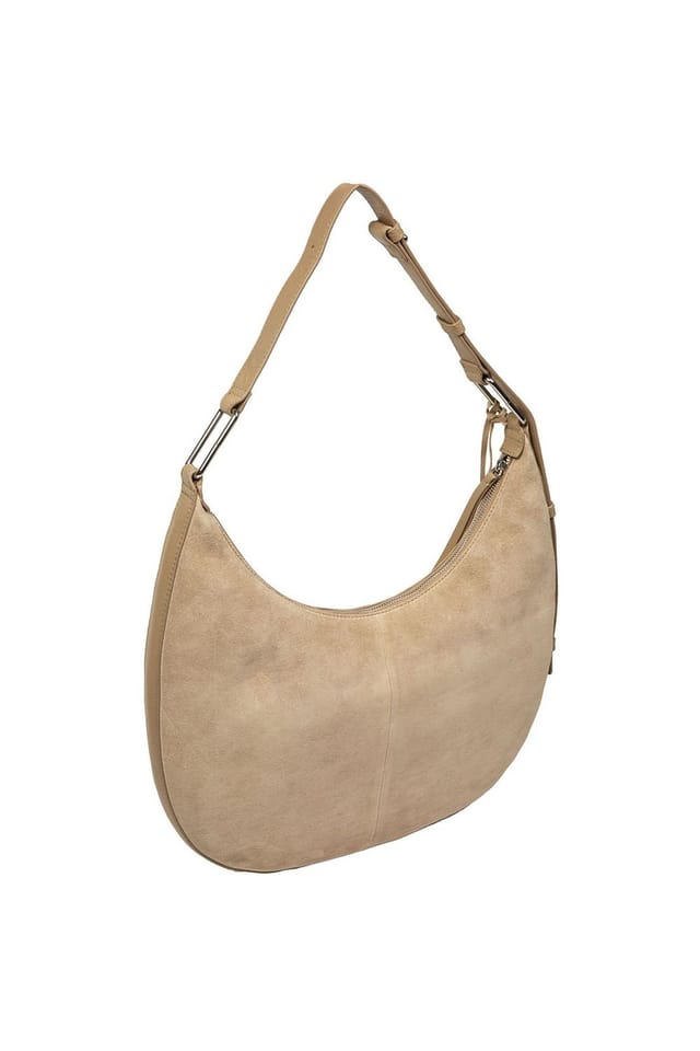 Cultured London Cultured London Women's 'Kacey' Suede & Leather Shoulder Bag in Beige - 3