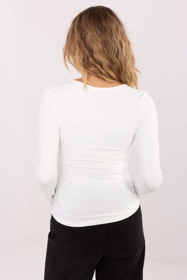 Love Lace Love Lace Women's Elegant Fitted Deep V Long Sleeve Blouse Style 221097 in White - 3