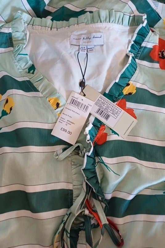 Never Fully Dressed Never Fully Dressed Mint Green Striped Floral Print Midaxi Dress RRP £99 - size 14
