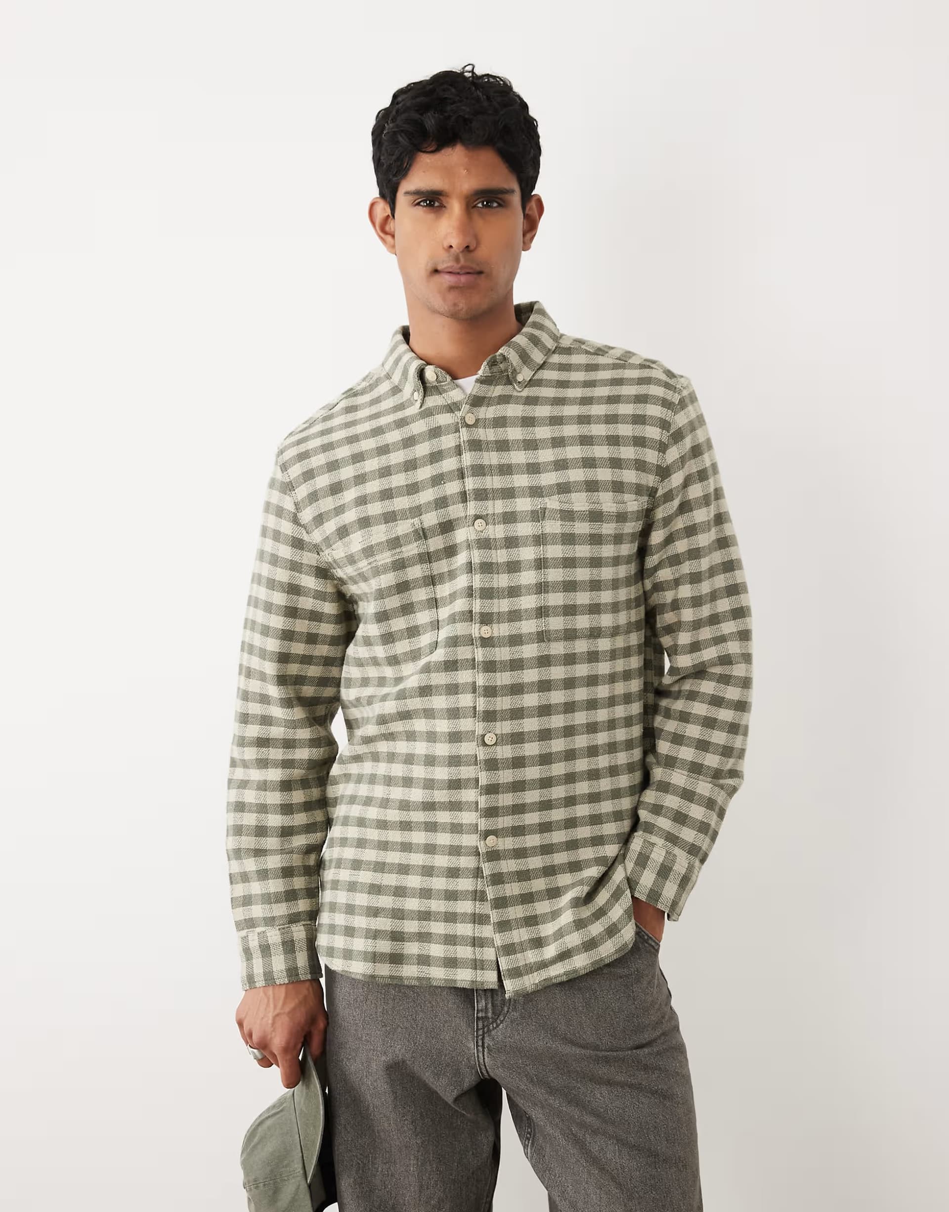 ASOS ASOS DESIGN check overshirt with patch pockets in green