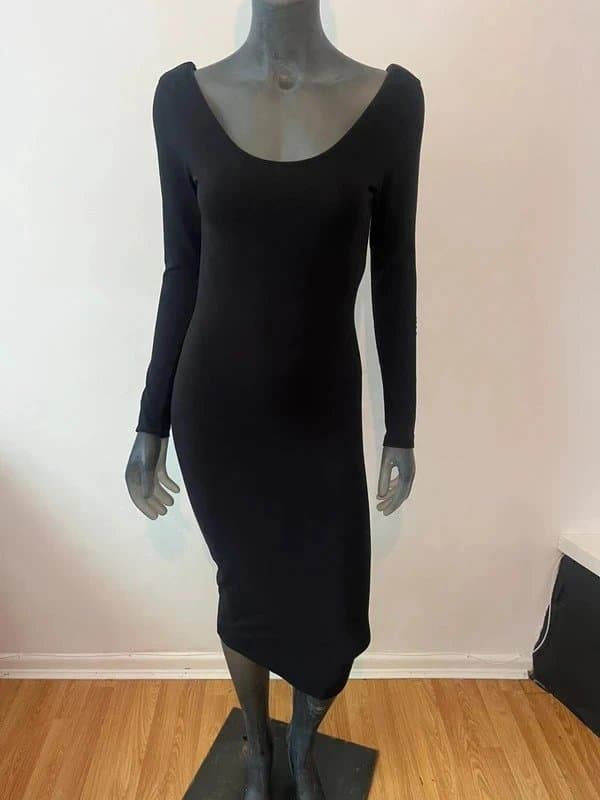 ASOS ASOS Black Long Sleeve Midi Bodycon Dress Size 12