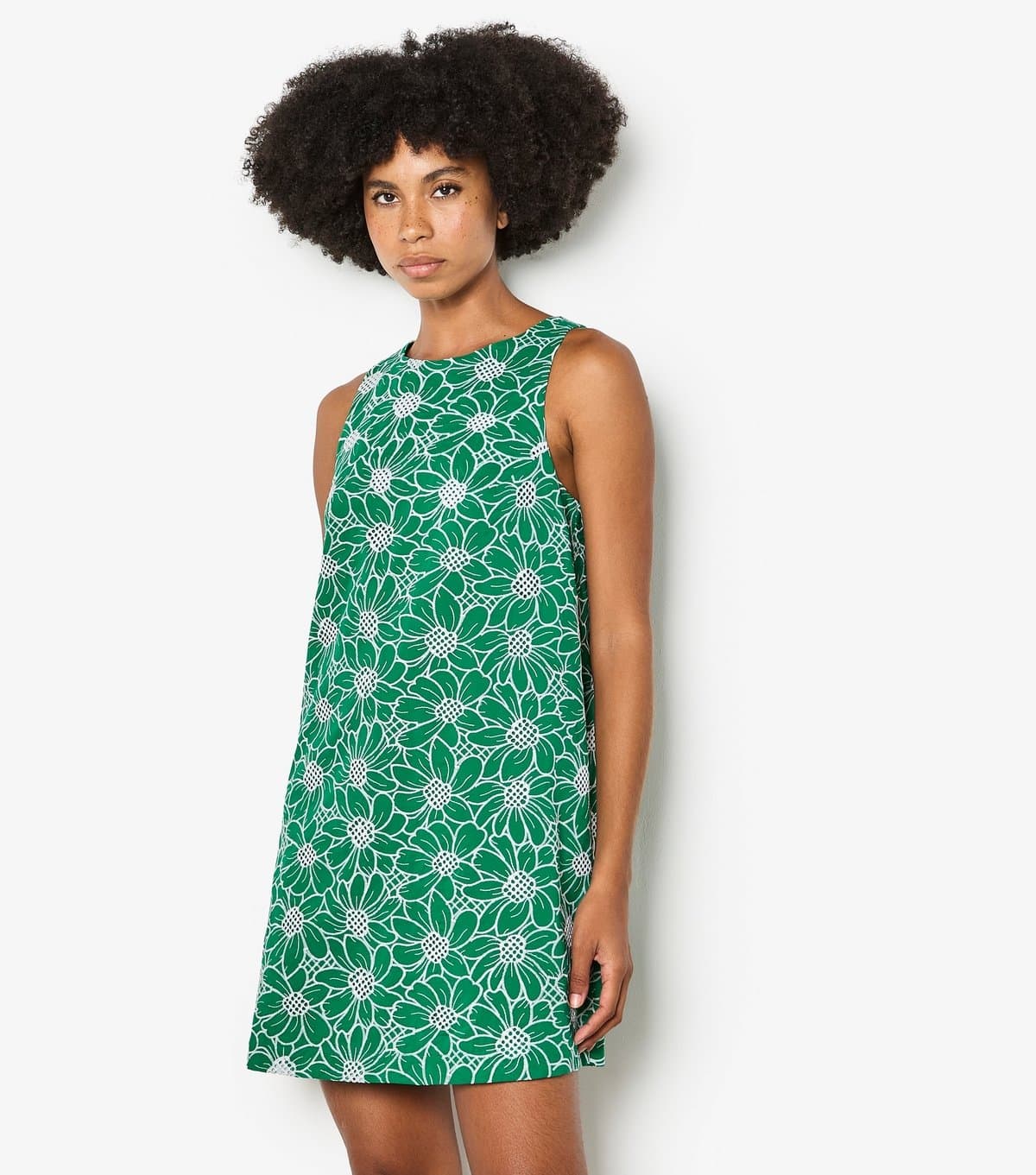 Apricot Women's Green Sunflower Embroidery Mini Shift Dress Apricot New Look