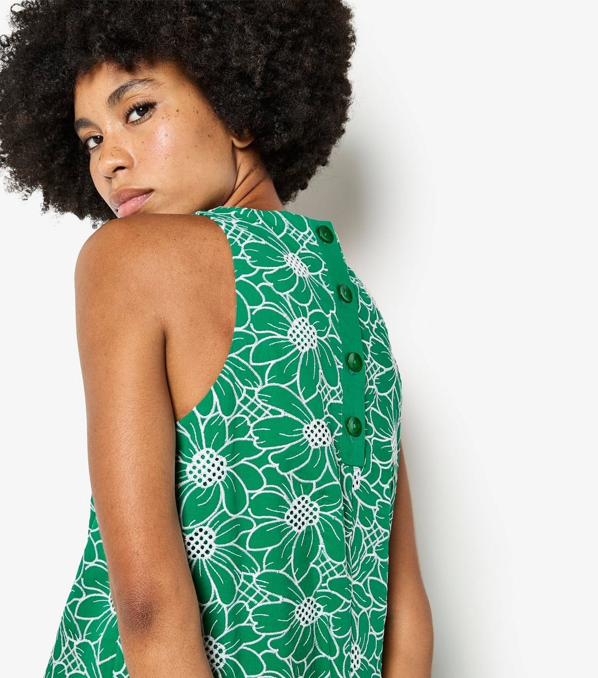 Apricot Women's Green Sunflower Embroidery Mini Shift Dress Apricot New Look - 4