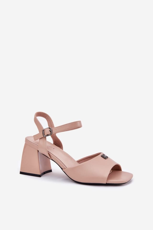 Love Lace Love Lace Women's Vinceza Column Heel Sandals with Buckle & Insole in Beige - 2