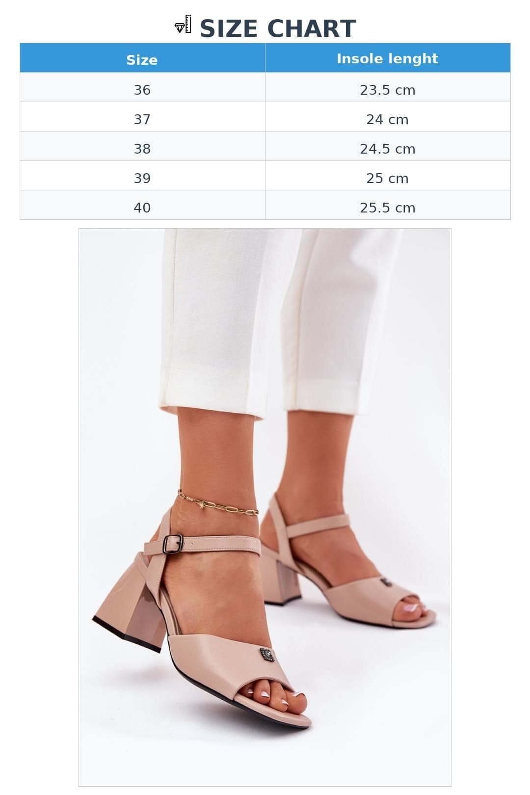 Love Lace Love Lace Women's Vinceza Column Heel Sandals with Buckle & Insole in Beige - 4