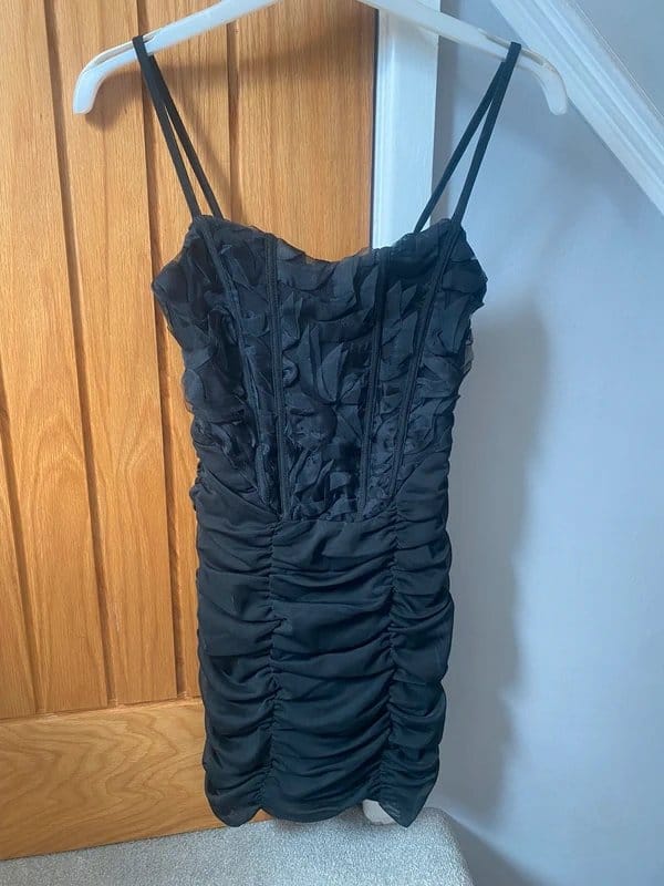 Bershka Black Ruched Mini Dress