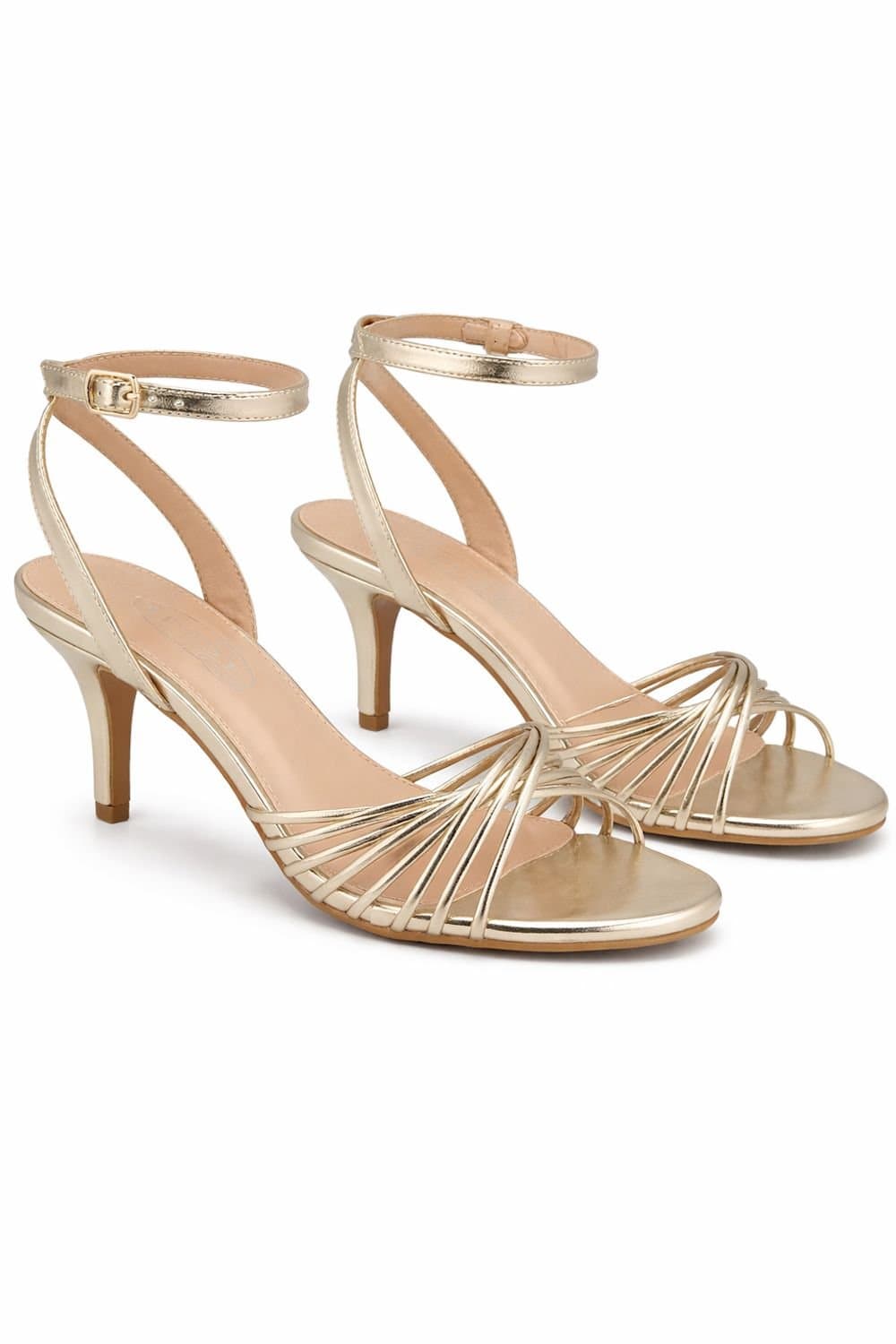 Spot On Spot On Gold Strappy Stiletto Heel Sandals