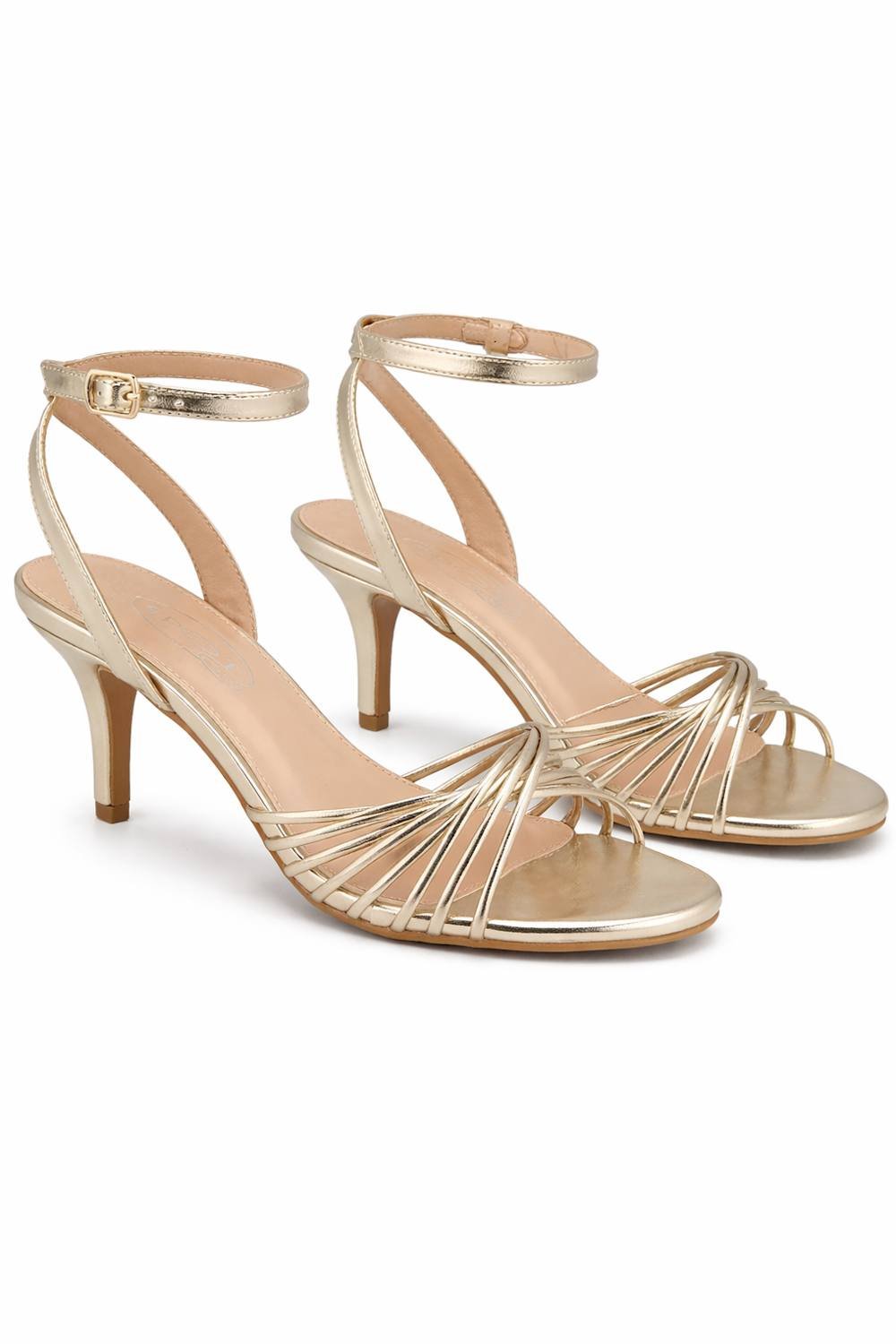 Spot On Spot On Women's Strappy Stiletto Heel with Ankle Strap in Gold - 3