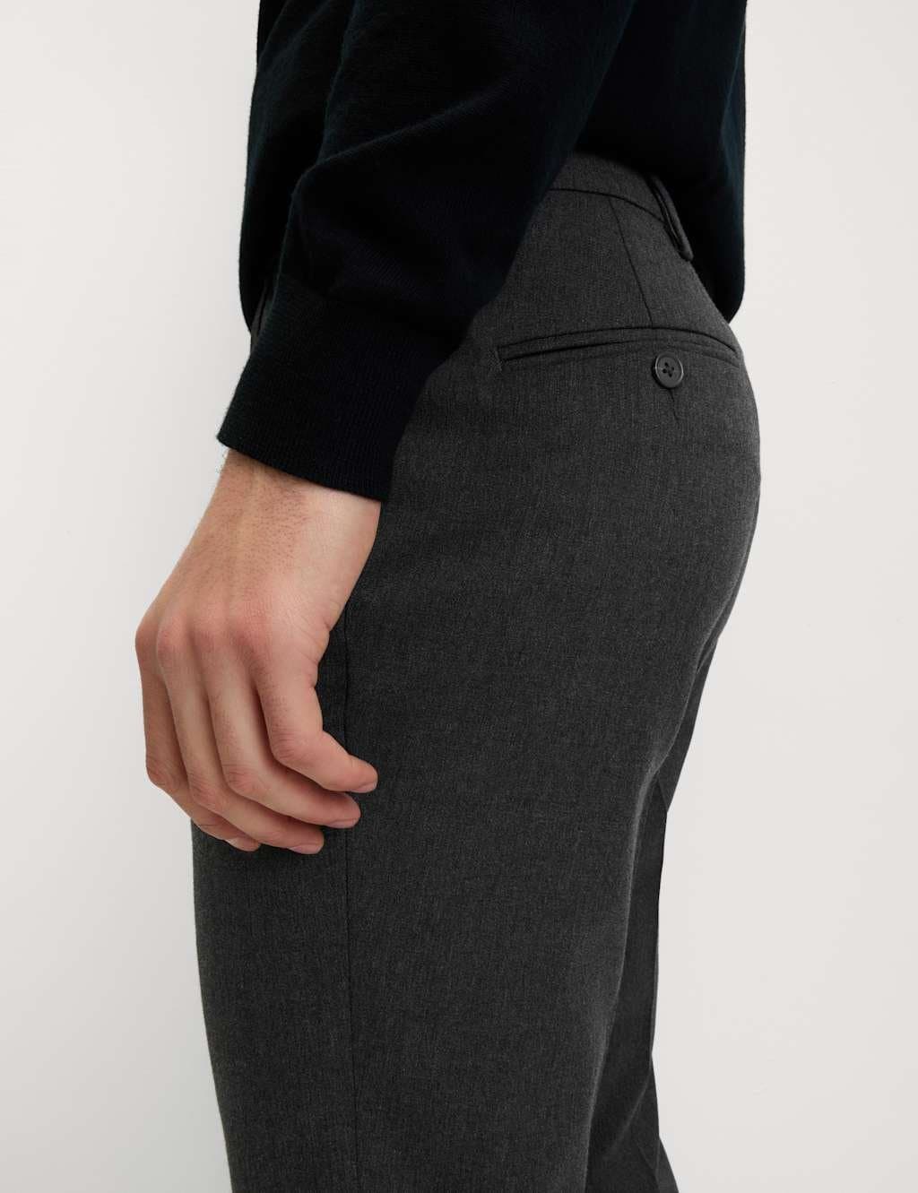 Marks & Spencer M&S Slim Fit Smart Stretch Trousers Charcoal