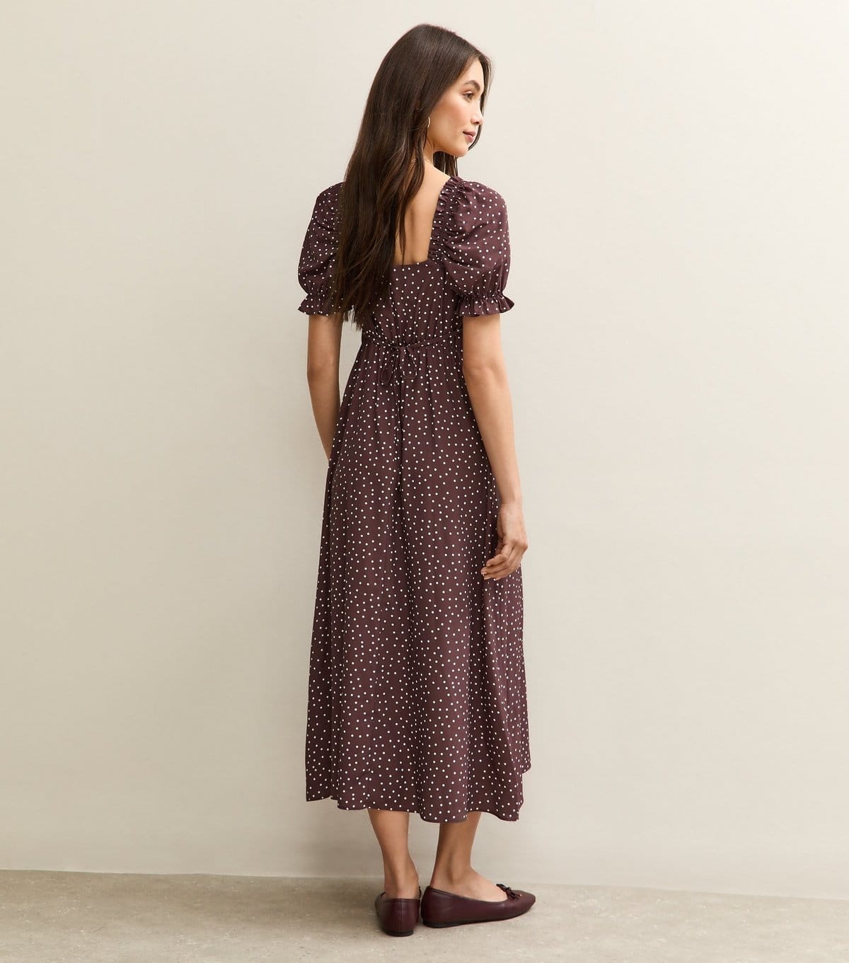 New Look Women's Brown Polka Dot Milkmaid Midi Dress New Look - 4