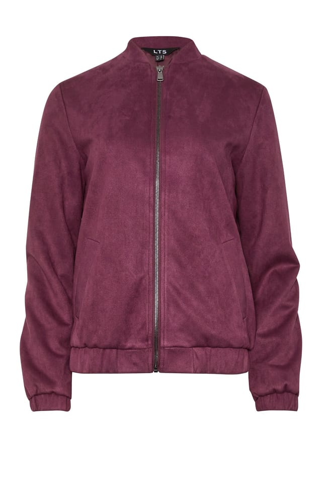 Long Tall Sally Long Tall Sally Women's Tall Faux Suede Bomber in Red - 2