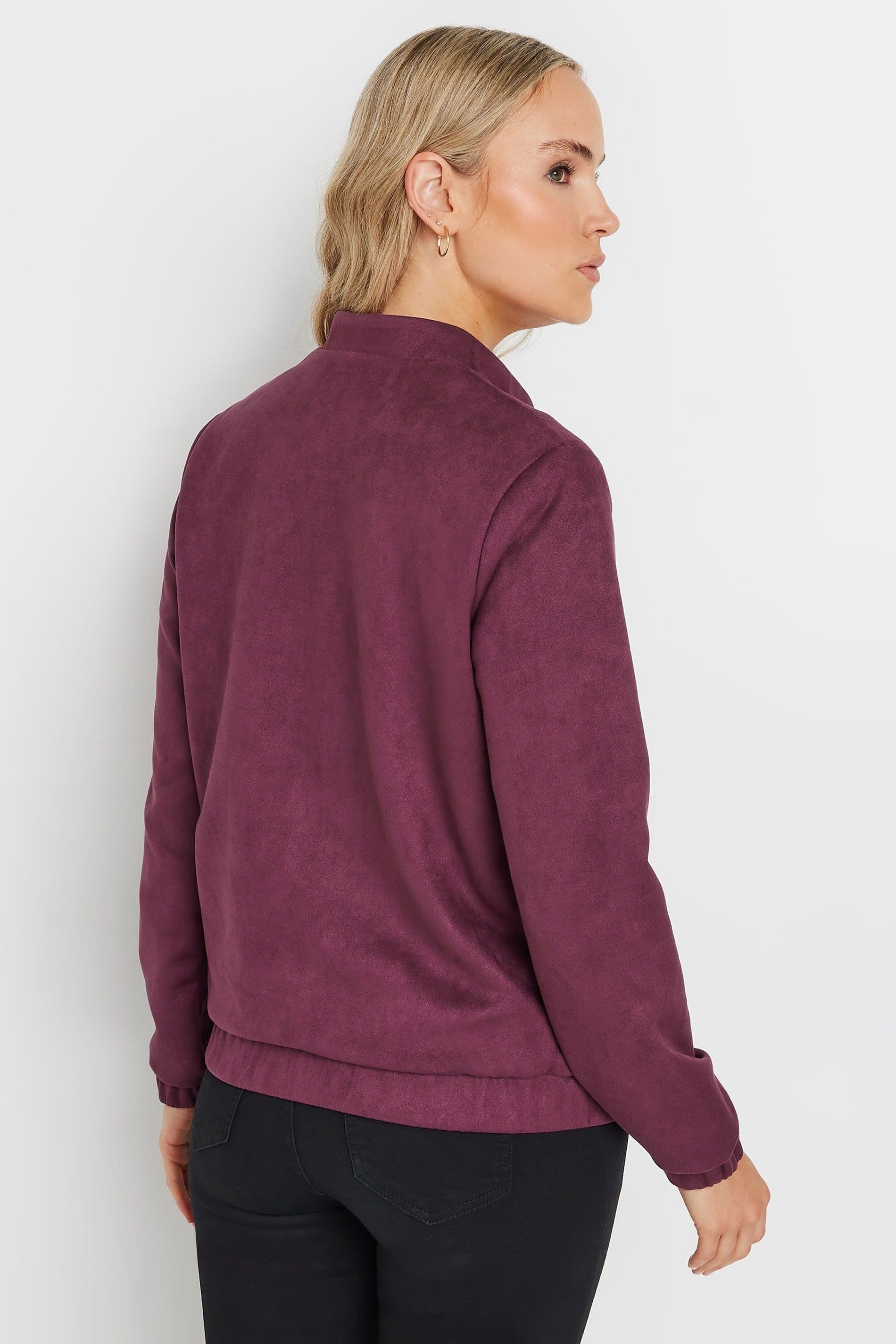 Long Tall Sally Long Tall Sally Women's Tall Faux Suede Bomber in Red - 4
