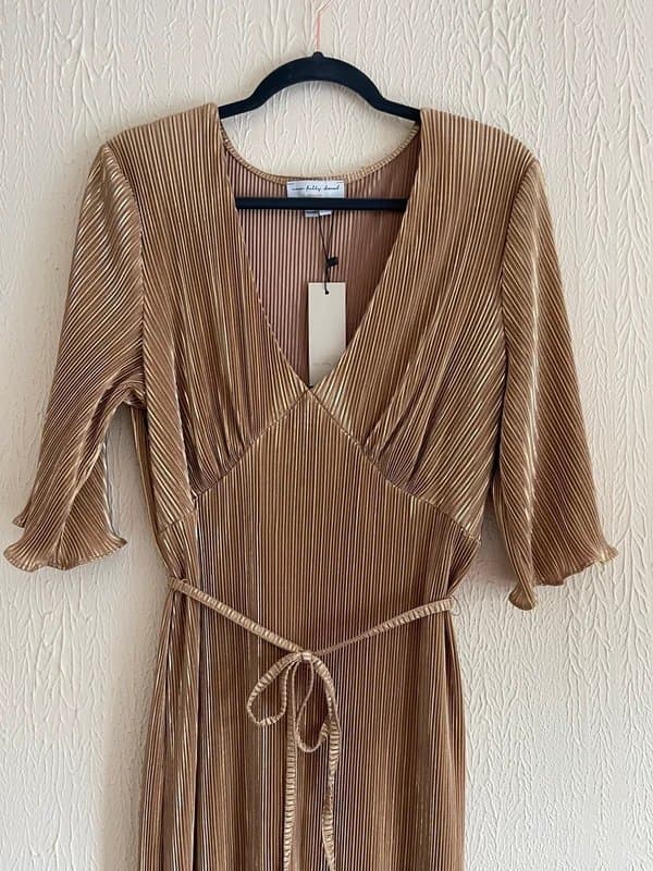 Never Fully Dressed Never fully dressed Gold plisse dress BNWT size L