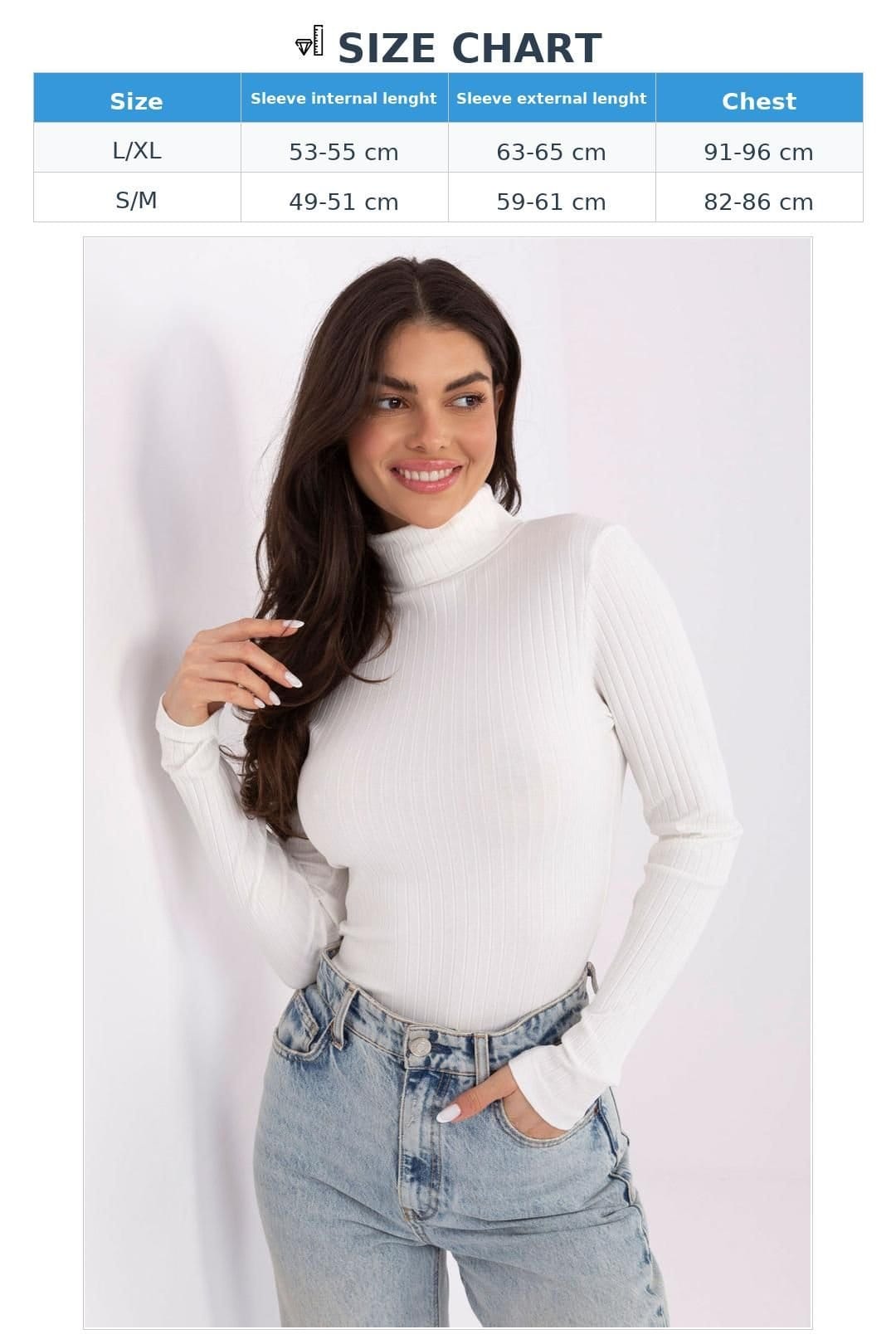 Love Lace Love Lace Women's Ribbed Cotton Turtleneck Golf Sweater in White - 4