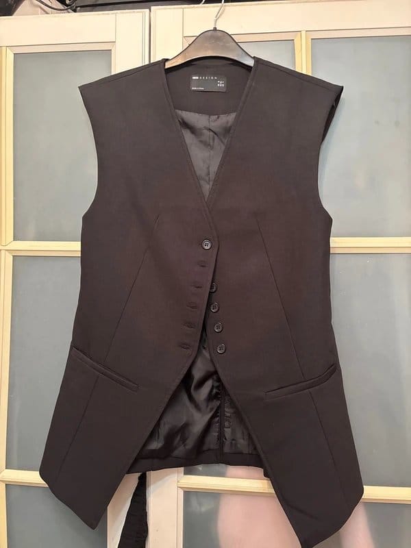 ASOS Black Cotton-Polyester Waistcoat