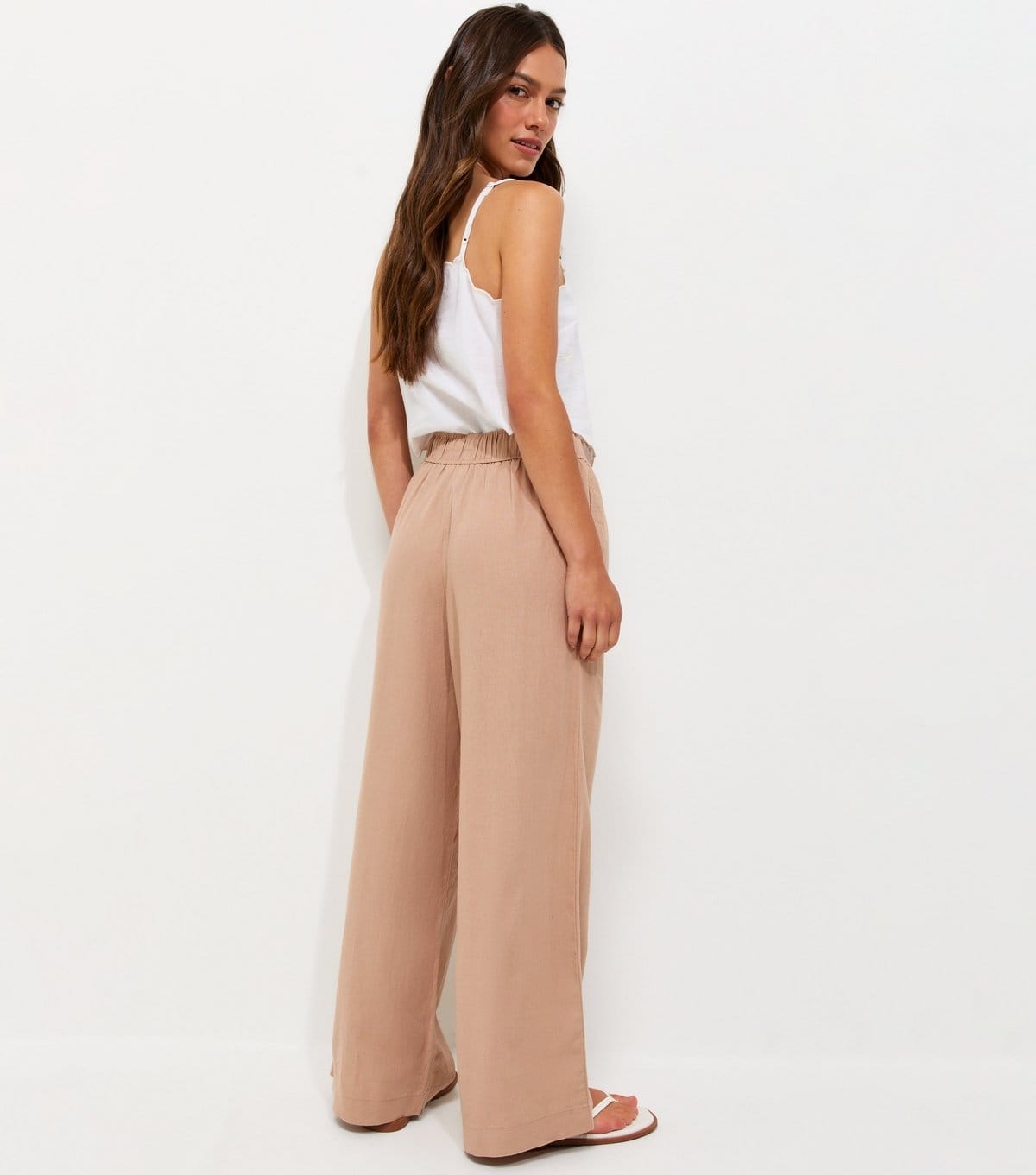 New Look Women's Petite Mink Linen Blend Wide Leg Trousers New Look - 4