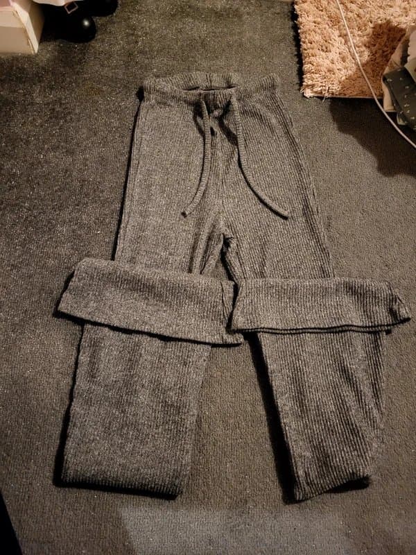 New Look Grey knitted flared trousers