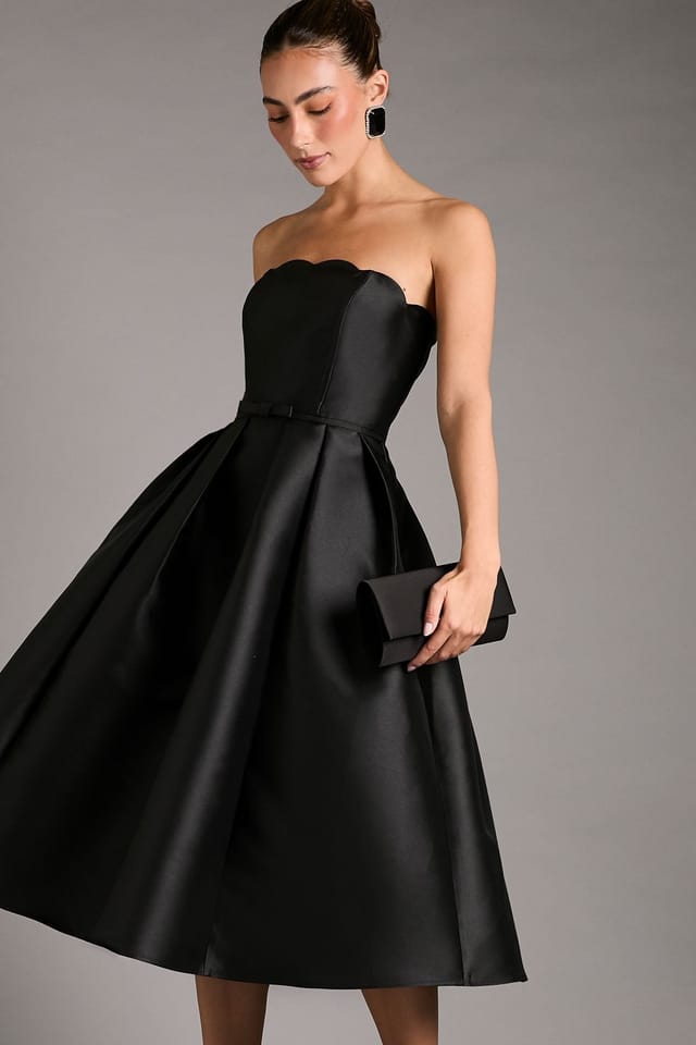 Coast Coast Women's Scalloped Strapless Midi Dress in Black - 2