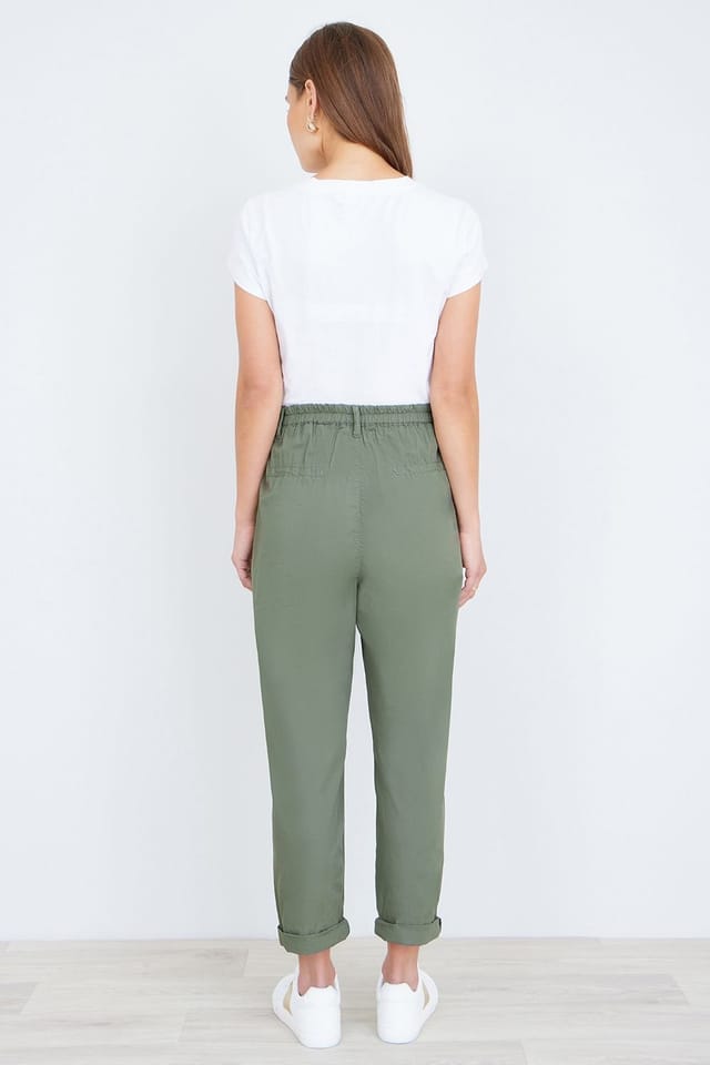 Yumi Yumi Women's Khaki Cotton Canvas Chinos - 3