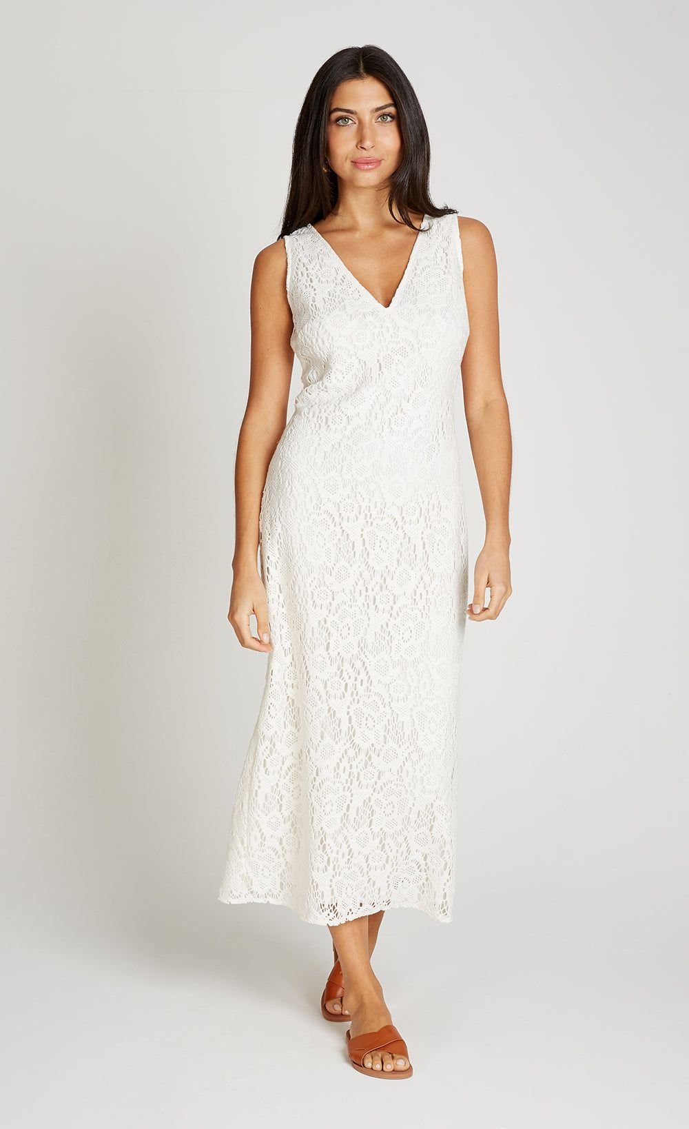 Little Mistress Little Mistress Women's Cream Crochet Midaxi Dress - 4