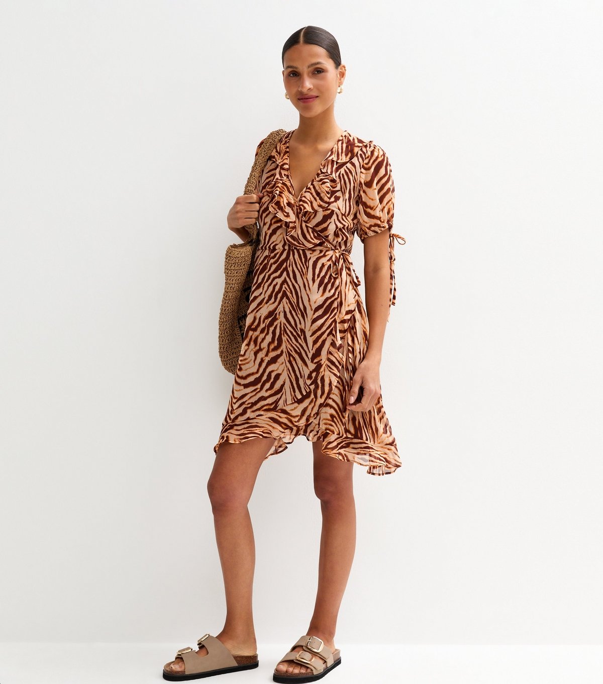New Look Women's Brown Leopard Print Chiffon Mini Dress New Look - 2