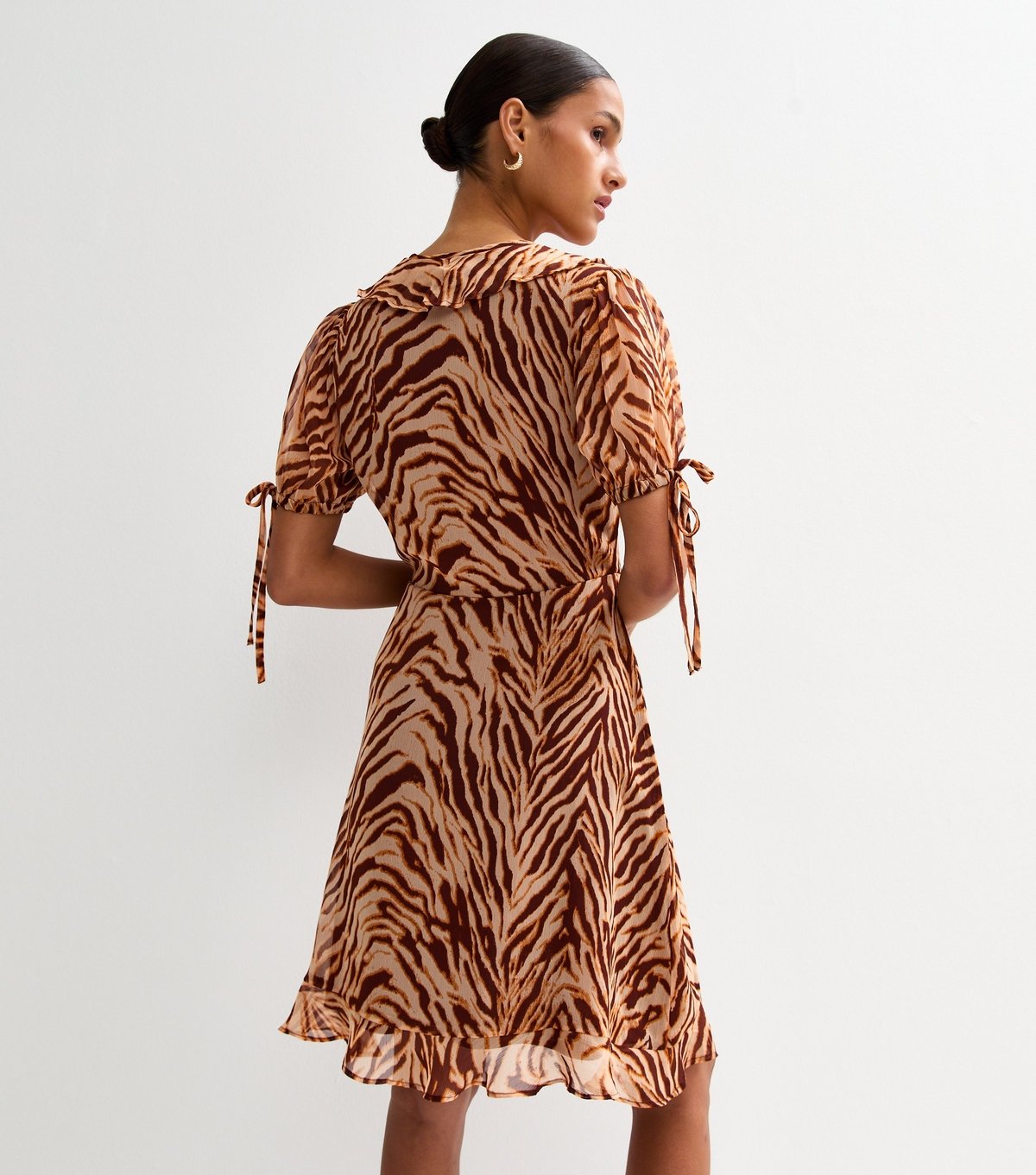 New Look Women's Brown Leopard Print Chiffon Mini Dress New Look - 4