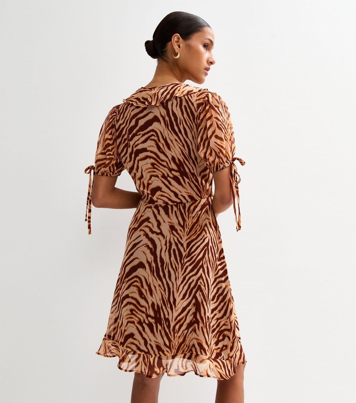 New Look Women's Brown Leopard Print Chiffon Mini Dress New Look - 4