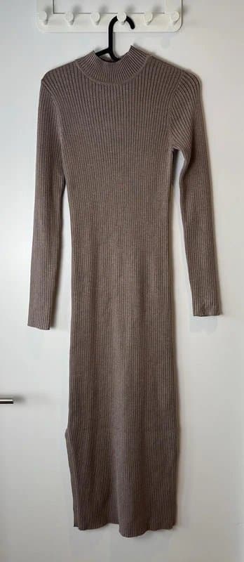 New Look New look – knitted high neck long dress – size 8 – beige