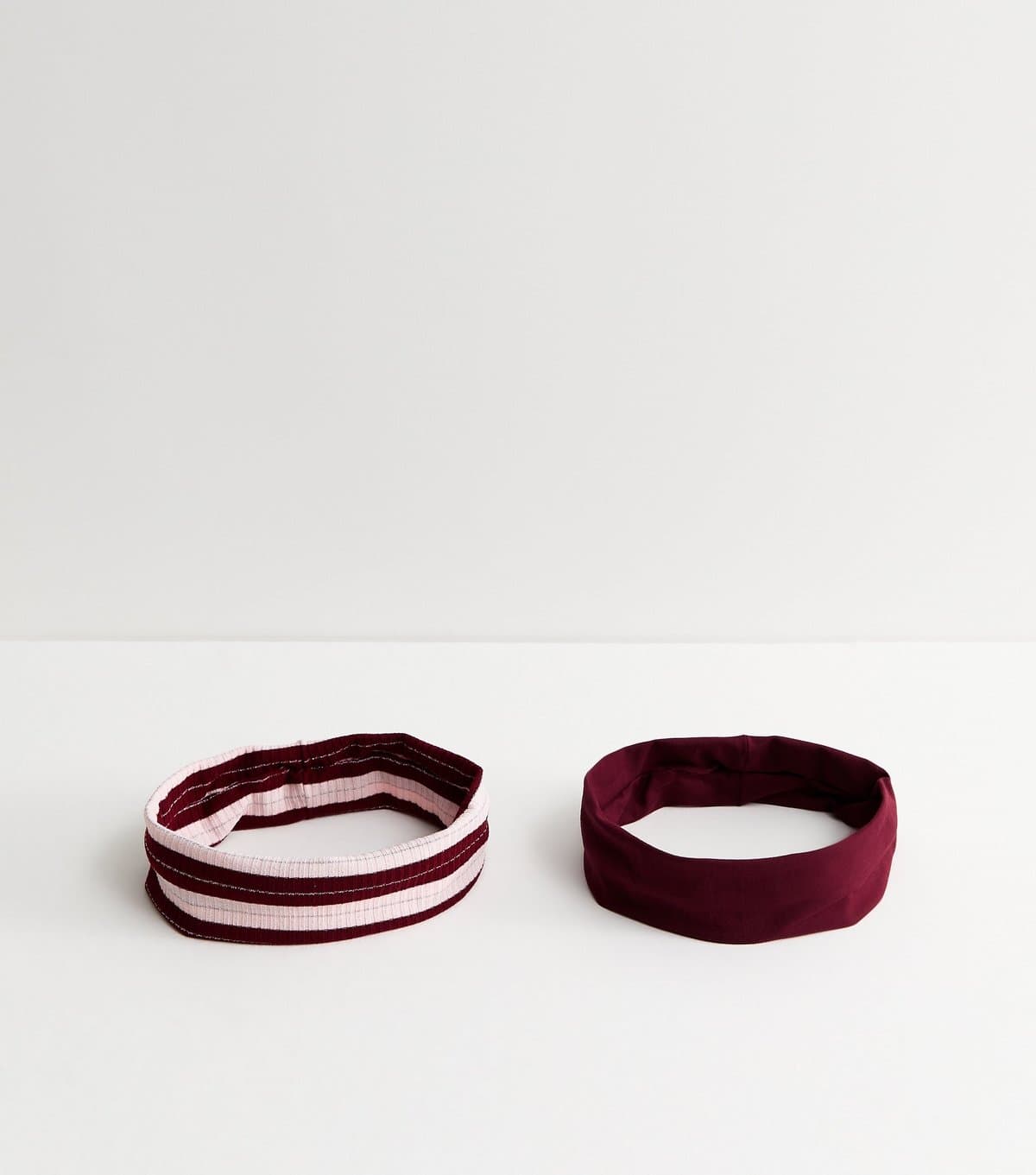 New Look New Look Burgundy Striped Stretch Headbands Pack of 2
