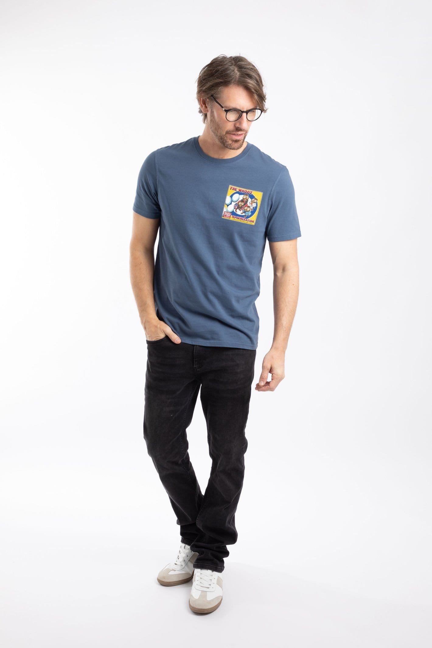 Weird Fish Weird Fish Men's The Whoot Artist T-Shirt in Bright Blue - 4