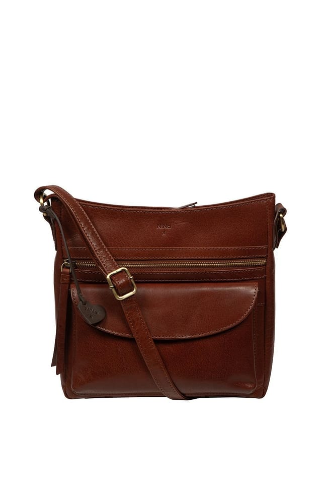 NiNa Amora NiNa Amora Women's 'Carina' Leather Cross Body Bag in Brown - 2