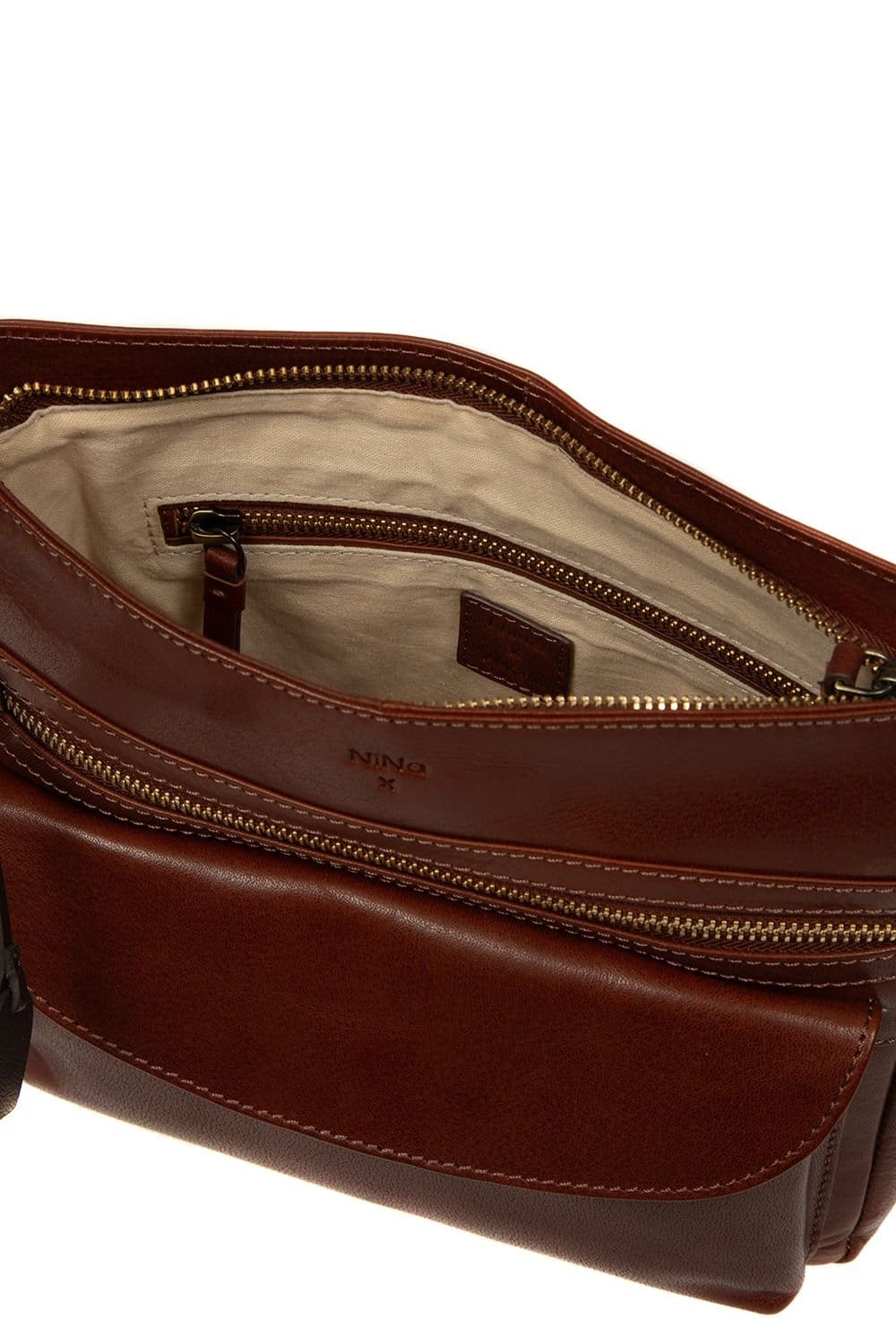 NiNa Amora NiNa Amora Women's 'Carina' Leather Cross Body Bag in Brown - 4