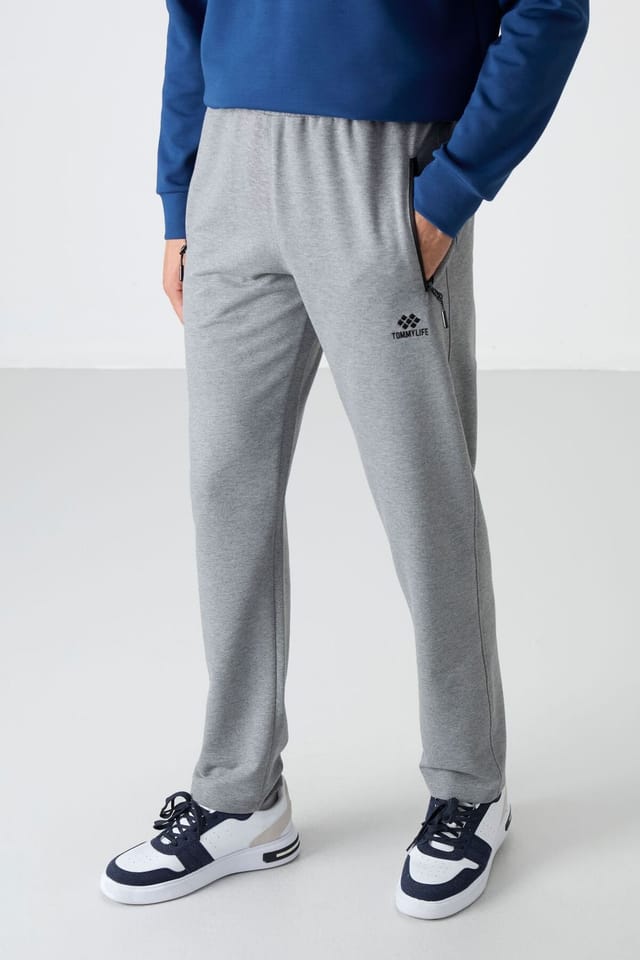 Tommy Life Tommy Life Men's Regular Fit Straight-Leg Sweatpants in Light Grey - 2