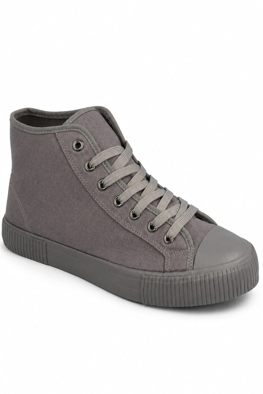 Spot On Spot On Men's High Top Canvas Lace Up Trainers in Mid Grey