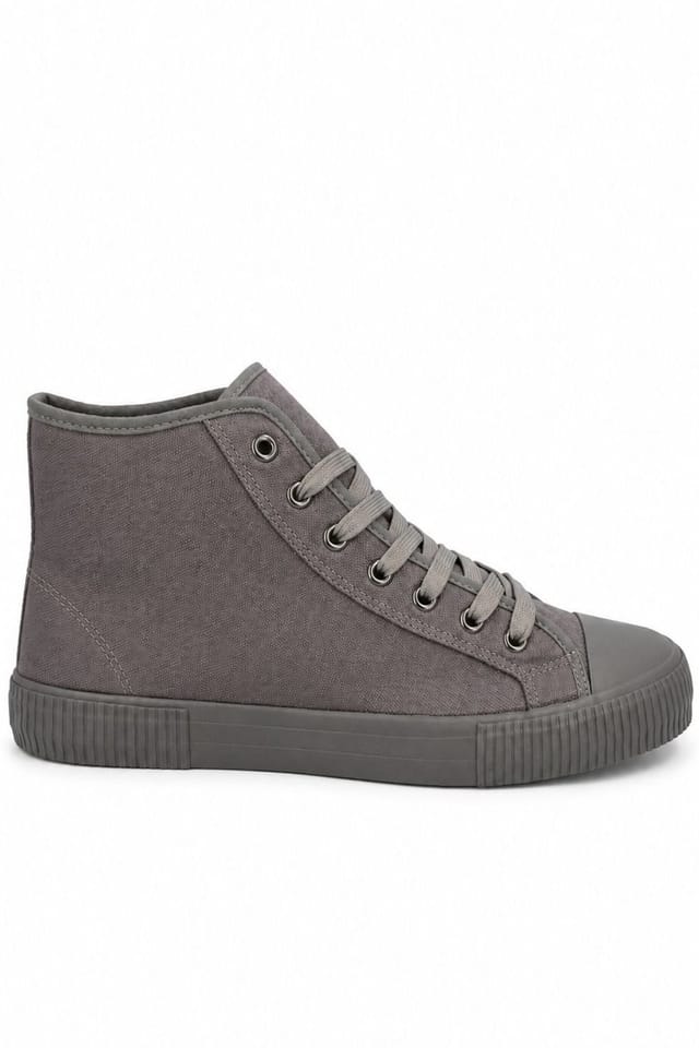 Spot On Spot On Men's High Top Canvas Lace Up Trainers in Mid Grey - 2