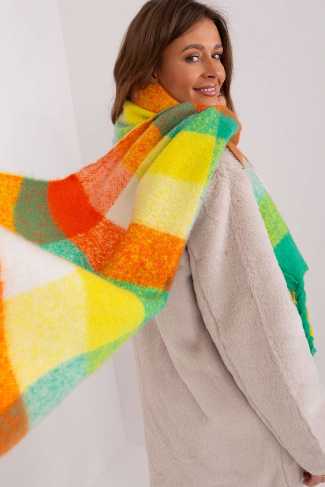 Love Lace Love Lace Women's Long Colorful Plaid Tassel Polyester Scarf for Fall Winter Wrap in Green - 4