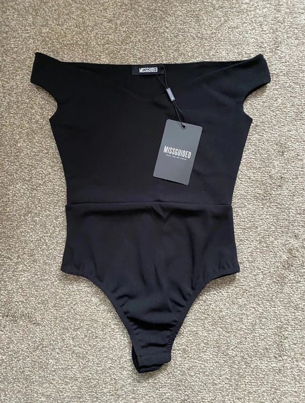Missguided Missguided Black Bardot Bodysuit Size 4 EU 32