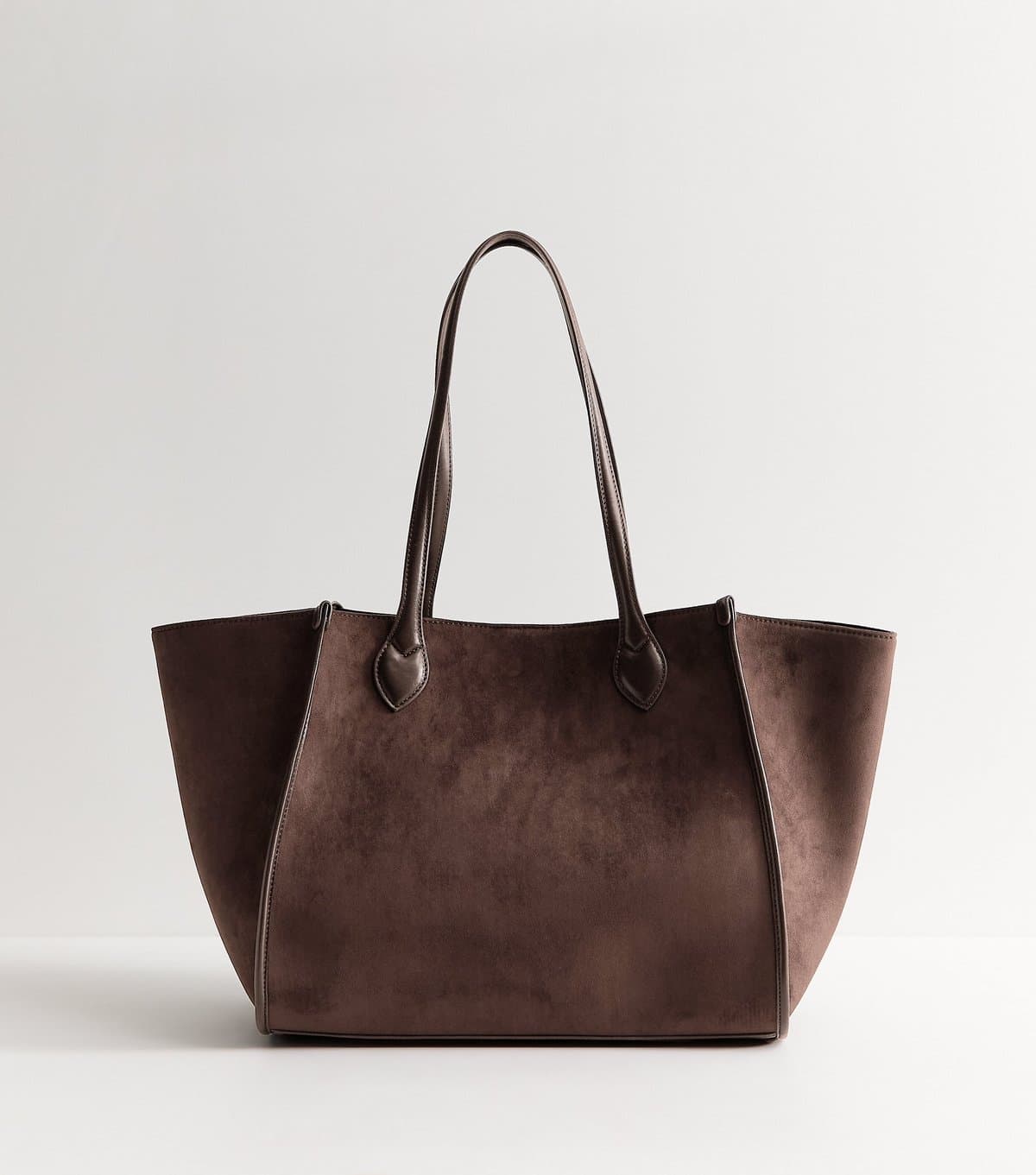 New Look Dark Brown Faux Suede Winged Tote Bag New Look