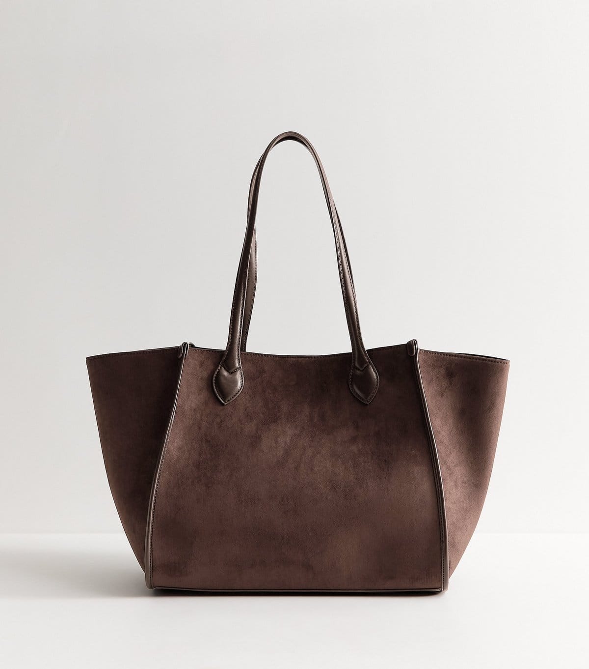 New Look Dark Brown Faux Suede Winged Tote Bag New Look - 1