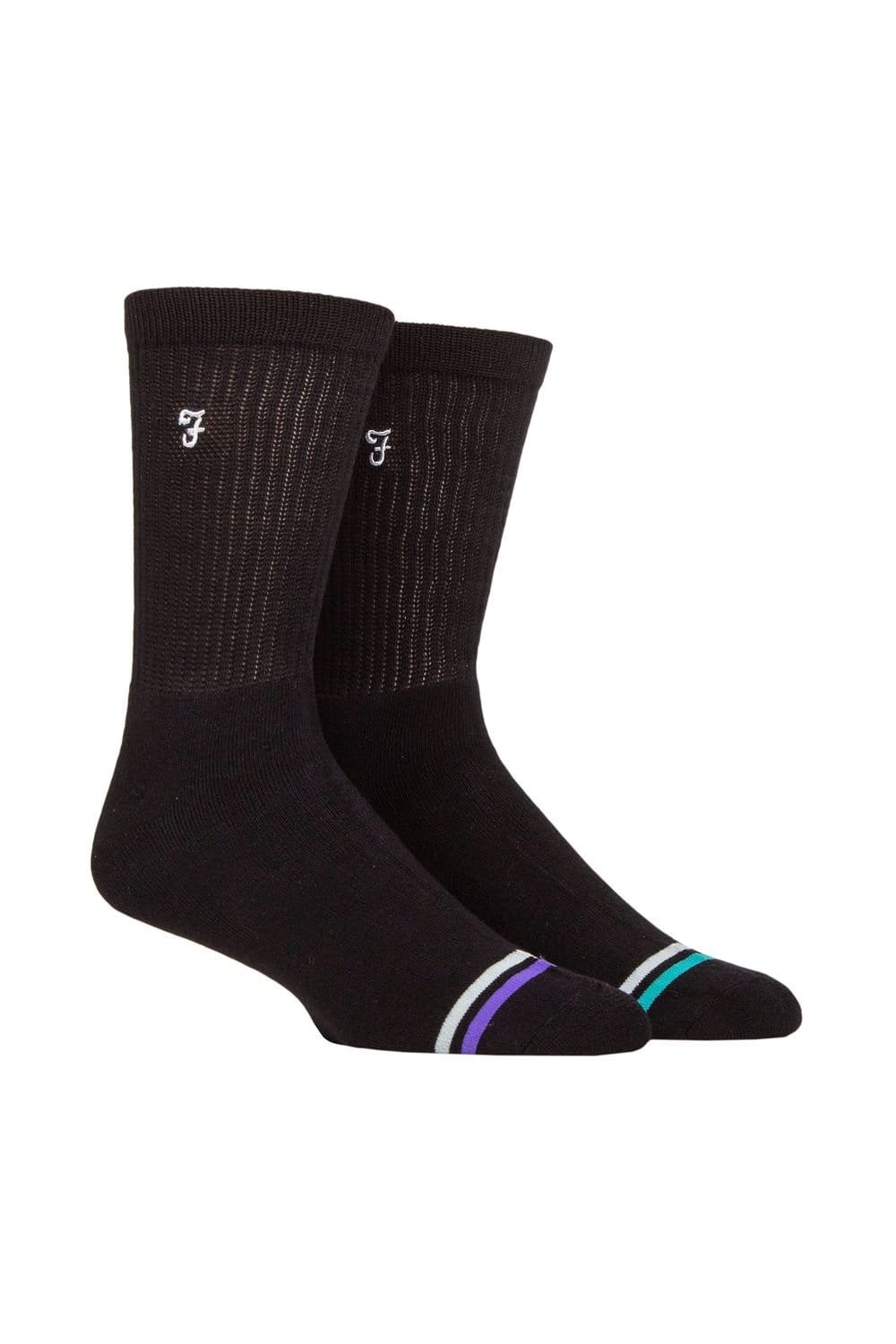 Farah FARAH Men's Mens 2 Pair Bamboo Leisure Socks in Black - 1