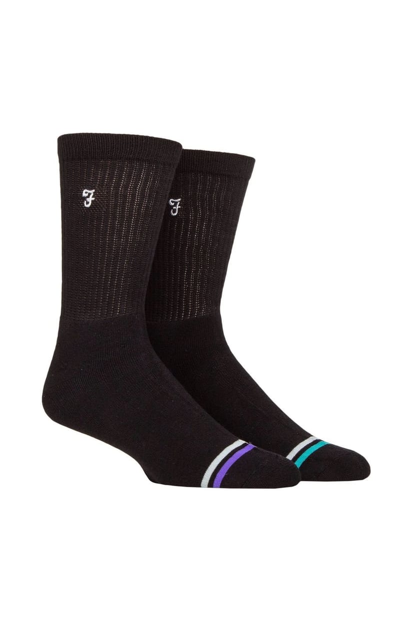 Farah FARAH Men's Mens 2 Pair Bamboo Leisure Socks in Black - 1