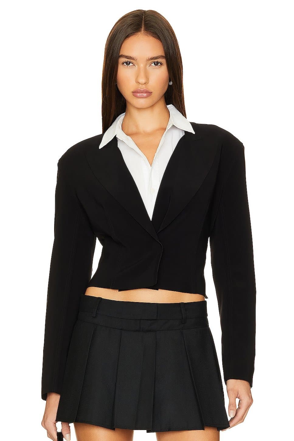 revolve Norma Kamali Black Cropped Single Breasted Jacket